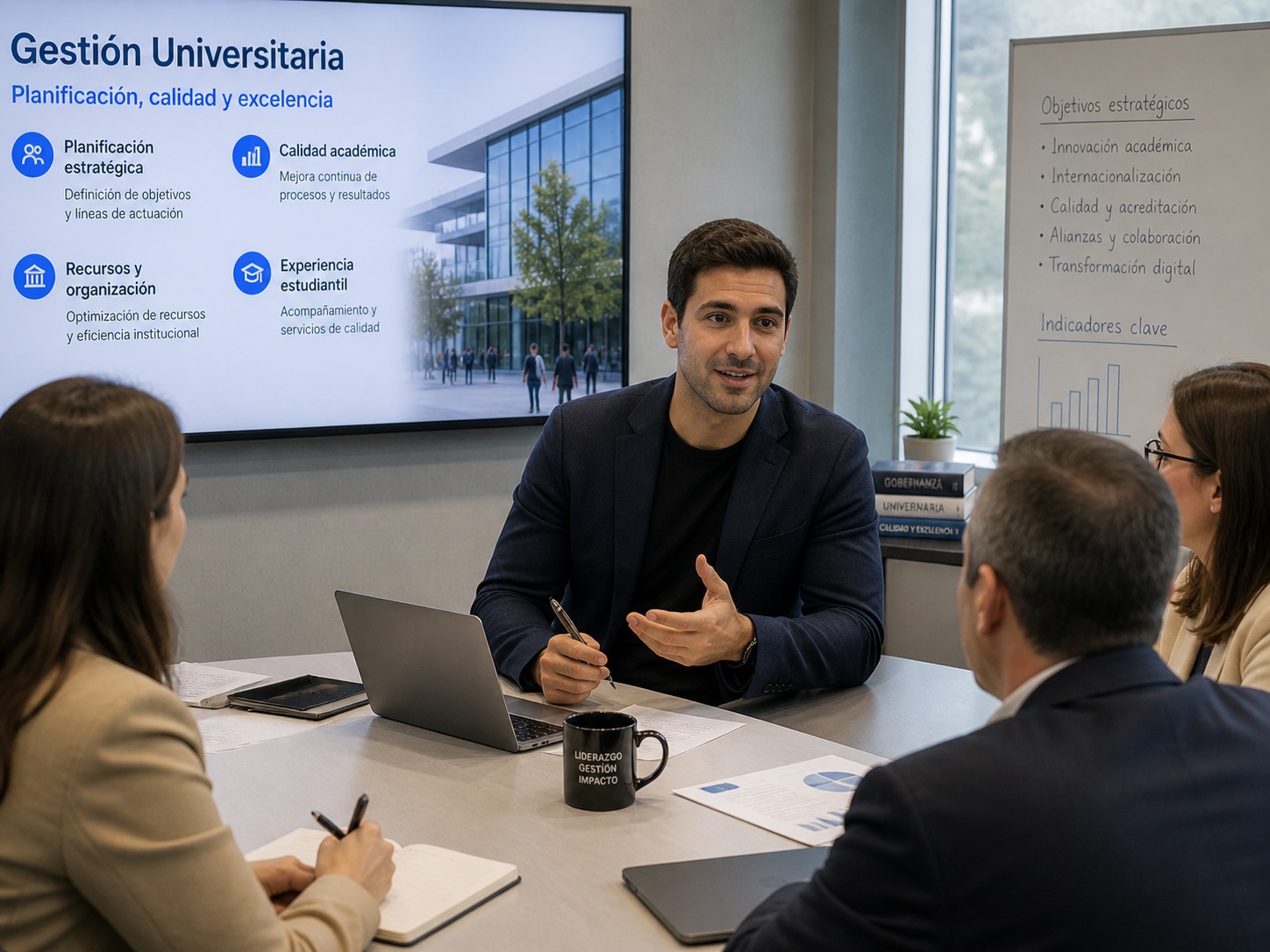 Aitor Gil García en reunión de gestión universitaria